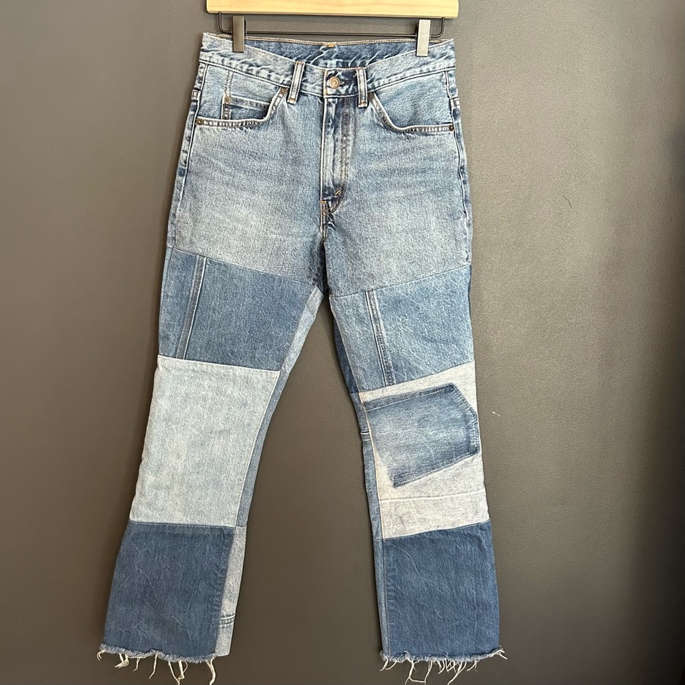 Levi’s Orange Tab 517 Cropped Bootcut Patchwork Jeans Size 27